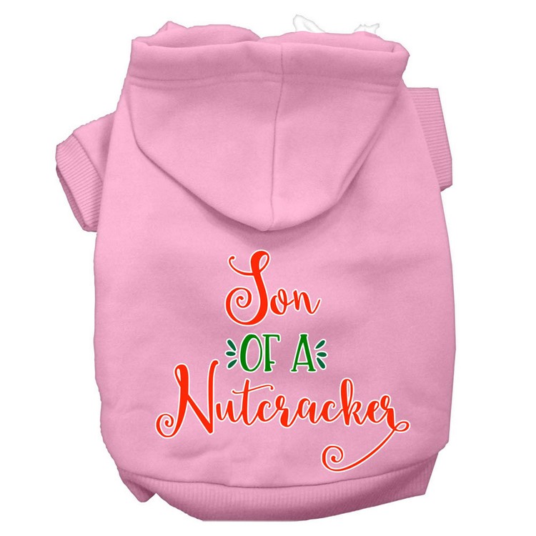 Son of a Nutcracker Screen Print Dog Hoodie Light Pink XS